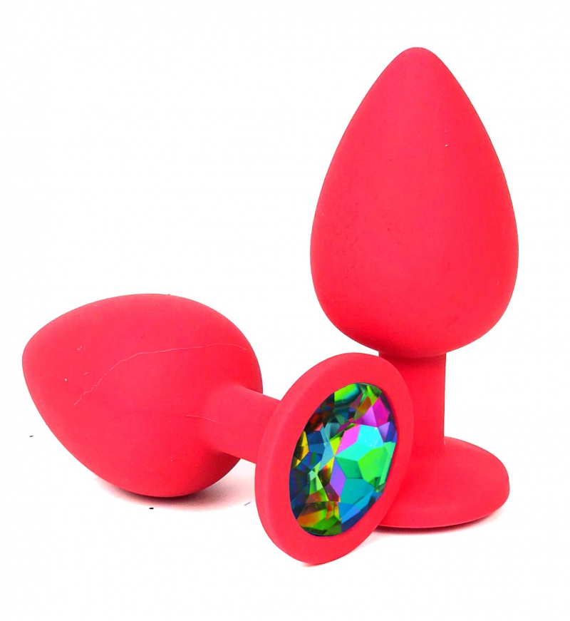 Пробка с кристаллом хамелеон "Vandersex" красная, M 