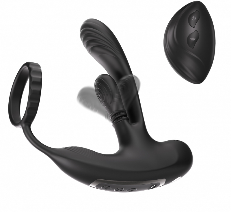Массажер простаты с технологией массажа точки P и эрекционным кольцом "Amovibe Hero" на дистанционном управлении 