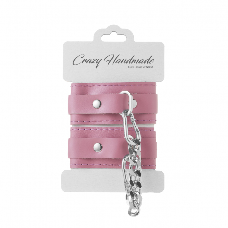 Наручники "Crazy Handmade" розовые, кожа 